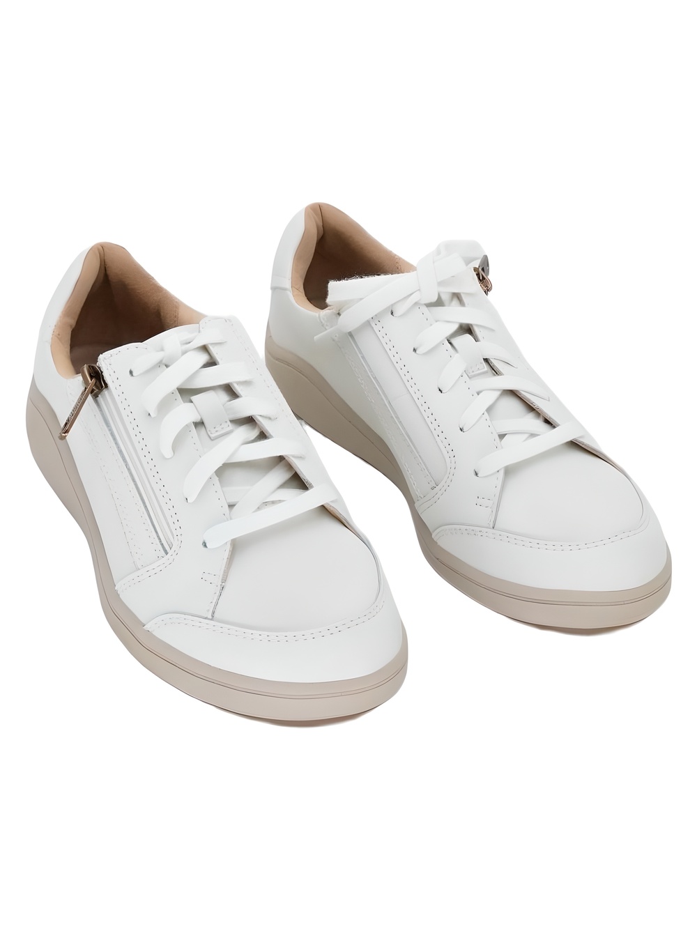 Clarks Bryianne Bayla Off White Leather Sneakers Size 7.5M